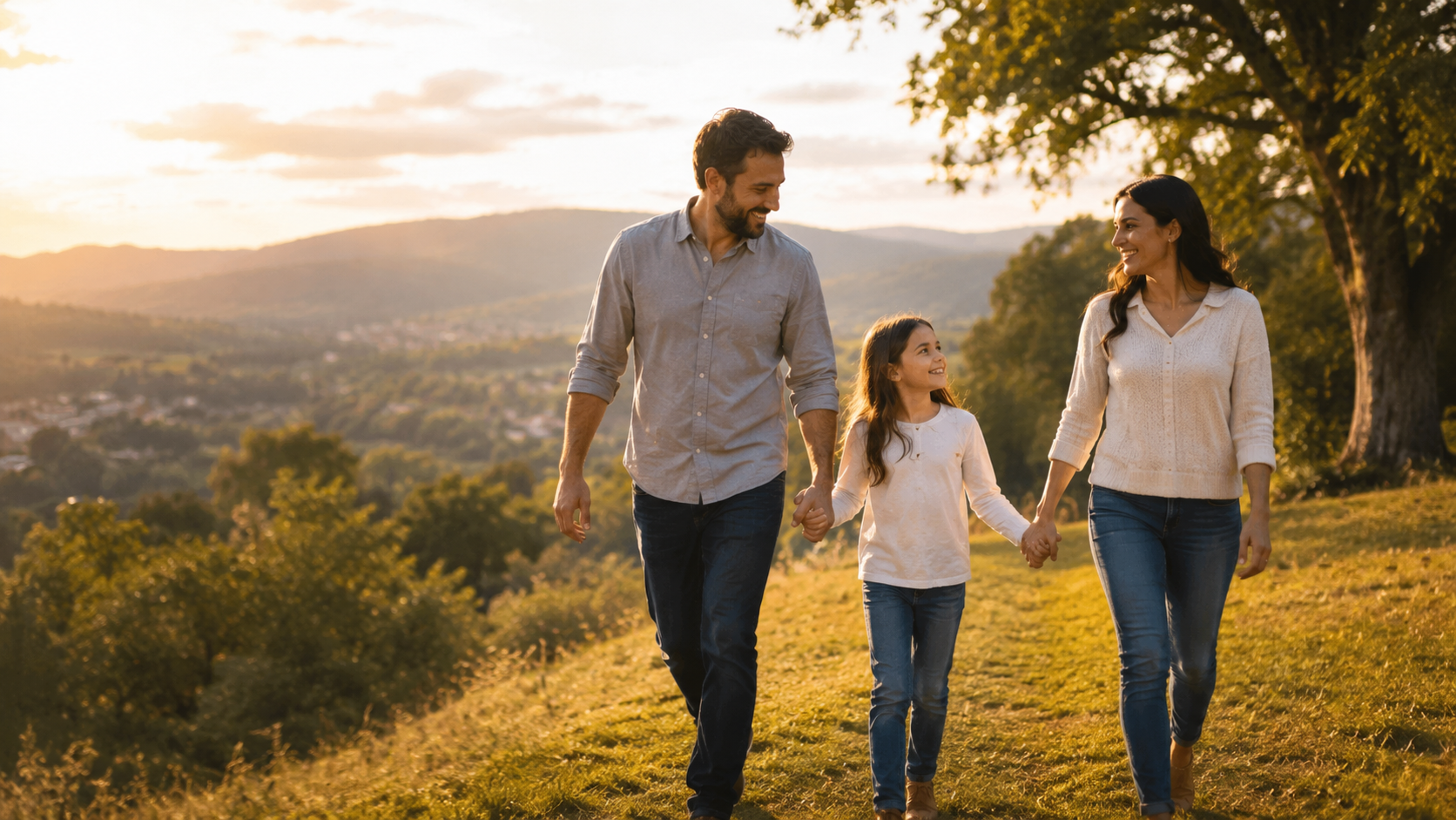 Family walking together outdoors